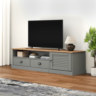 vidaXL Έπιπλο Τηλεόρασης VIGO Γκρι 156x40x40cm Μασίφ Ξύλο Πεύκου