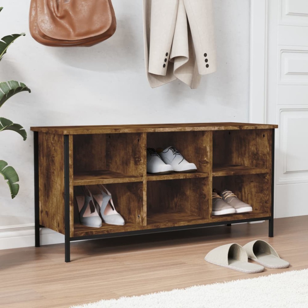 vidaXL Παπουτσοθήκη Καπνιστή Δρυς 100x35x50cm από Επεξεργ. Ξύλο