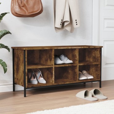 vidaXL Παπουτσοθήκη Καπνιστή Δρυς 100x35x50cm από Επεξεργ. Ξύλο