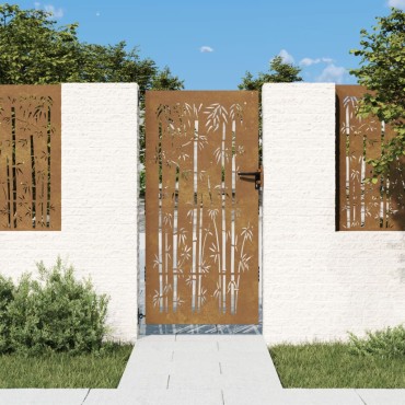 vidaXL Πύλη Κήπου με Σχέδιο Μπαμπού 85 x 200 εκ. από Ατσάλι Corten