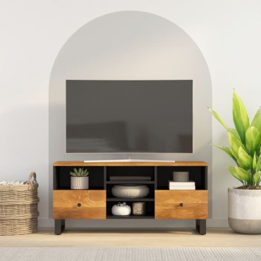 vidaXL Έπιπλο Τηλεόρασης 100x33x46cm Μασίφ Ξύλο Μάνγκο & Επεξ. Ξύλο