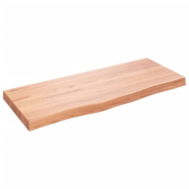 vidaXL Ράφι Τοίχου Ανοιχτό Καφέ 100x40x(2-6)cm Επεξ. Μασίφ Ξύλο Δρυός 1 τεμ.