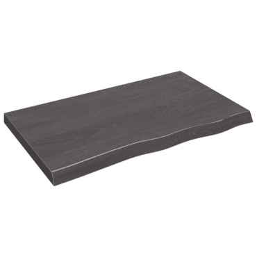 vidaXL Ράφι Τοίχου Σκούρο Καφέ 100x60x(2-6)cm Επεξ. Μασίφ Ξύλο Δρυός 1 τεμ.
