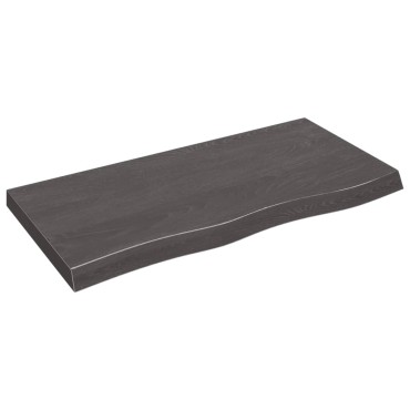 vidaXL Ράφι Τοίχου Σκούρο Καφέ 100x50x(2-6)cm Επεξ. Μασίφ Ξύλο Δρυός 1 τεμ.