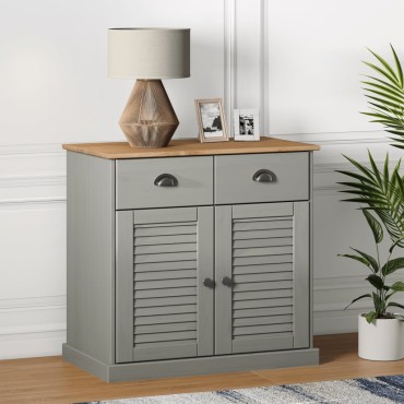 vidaXL Ντουλάπι με Συρτάρια VIGO Γκρι 78x40x75cm Μασίφ Ξύλο Πεύκου 1 τεμ.