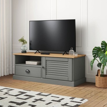 vidaXL Έπιπλο Τηλεόρασης VIGO Γκρι 106x40x40cm Μασίφ Ξύλο Πεύκου
