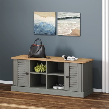 vidaXL Παπουτσοθήκη VIGO Γκρι 106x35x45cm από Μασίφ Ξύλο Πεύκου 1 τεμ.