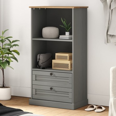 vidaXL Βιβλιοθήκη VIGO Γκρι 60x35x114,5cm από Μασίφ Ξύλο Πεύκου 1 τεμ.