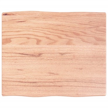 vidaXL Επιφ Τραπεζιού Αν Καφέ 60x50x2cm Επ Μασίφ Ξύλο Δρυός Live Edge 1 τεμ.