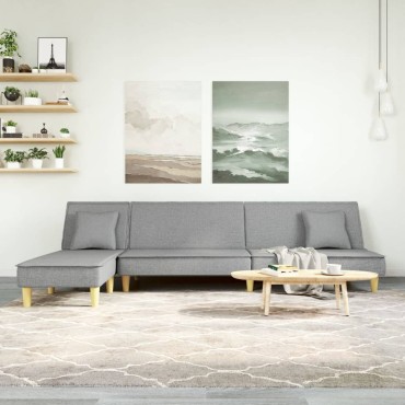 vidaXL Καναπές Κρεβάτι Γωνιακός Αν. Γκρι 255x140x70cm Υφασμάτινος 1 τεμ.