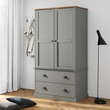 vidaXL Ντουλάπα VIGO Γκρι 90x55x170cm από Μασίφ Ξύλο Πεύκου 1 τεμ.