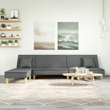vidaXL Καναπές Κρεβάτι Γωνιακός Σκούρο Γκρι 255x140x70cm Υφασμάτινος 1 τεμ.