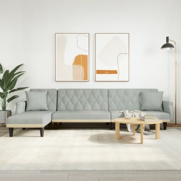 vidaXL Καναπές Κρεβάτι Γωνιακός Αν. Γκρι 271x140x70cm Βελούδινος 1 τεμ.