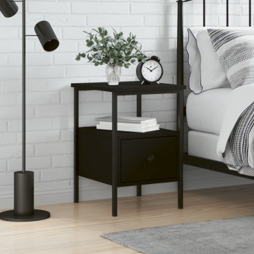 vidaXL Κομοδίνο Μαύρο 34x36x50cm από Επεξεργασμένο Ξύλο 1 τεμ.
