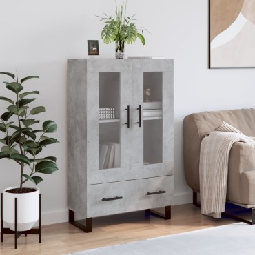 vidaXL Ντουλάπα Γκρι Σκυροδέματος 69,5x31x115cm Επεξεργ. Ξύλο 1 τεμ.
