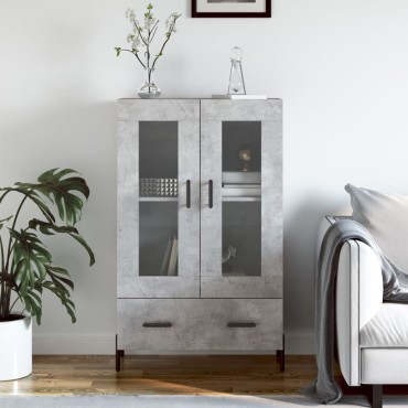 vidaXL Ντουλάπα Γκρι Σκυροδέματος 69,5x31x115cm Επεξεργ. Ξύλο 1 τεμ.