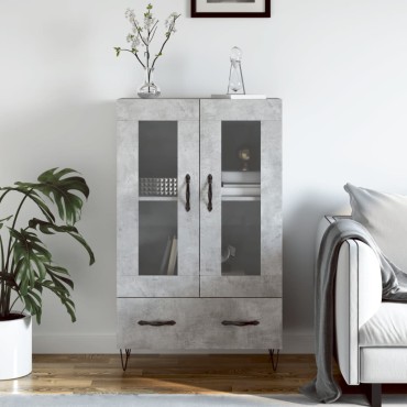vidaXL Ντουλάπα Γκρι Σκυροδέματος 69,5x31x115cm Επεξεργ. Ξύλο 1 τεμ.