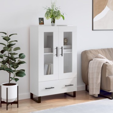 vidaXL Ντουλάπα Γυαλ. Λευκό 69,5x31x115cm από Επεξεργασμένο Ξύλο 1 τεμ.