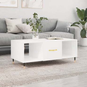 vidaXL Τραπεζάκι Σαλονιού Γυαλ. Λευκό 102x50x40cm Επεξεργ. Ξύλο 1 τεμ.