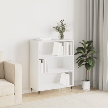 vidaXL Βιβλιοθήκη Γυαλιστερό Λευκό 69,5x32,5x90cm Επεξεργασμένο Ξύλο 1 τεμ.