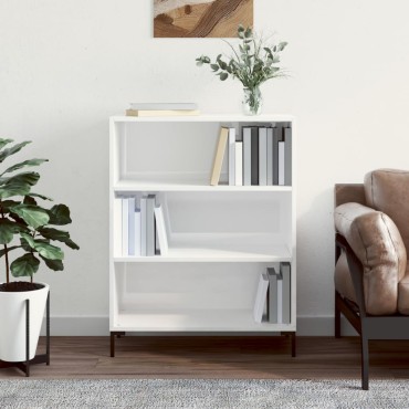 vidaXL Βιβλιοθήκη Γυαλιστερό Λευκό 69,5x32,5x90cm Επεξεργασμένο Ξύλο 1 τεμ.