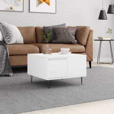vidaXL Τραπεζάκι Σαλονιού Λευκό 55x55x36,5cm από Επεξεργασμένο Ξύλο 1 τεμ.