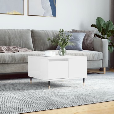 vidaXL Τραπεζάκι Σαλονιού Γυαλ. Λευκό 55x55x36,5cm Επεξεργ. Ξύλο 1 τεμ.