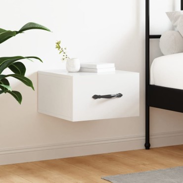 vidaXL Κομοδίνο Επιτοίχιο Γυαλιστερό Λευκό 35x35x20cm 1 τεμ.