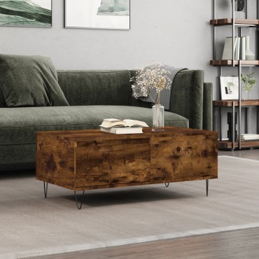 vidaXL Τραπεζάκι Σαλονιού Καπνιστή Δρυς 90x50x36,5cm Επεξεργ. Ξύλο 1 τεμ.