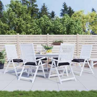 vidaXL Μαξιλάρια Καρέκλας 6 τεμ. Μαύρο Καρό 40x40x7cm Υφασμάτινα