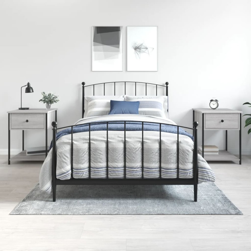 vidaXL Κομοδίνα 2 τεμ. Γκρι Sonoma 44x45x58cm από Επεξεργασμένο Ξύλο