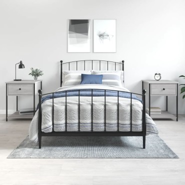 vidaXL Κομοδίνα 2 τεμ. Γκρι Sonoma 44x45x58cm από Επεξεργασμένο Ξύλο