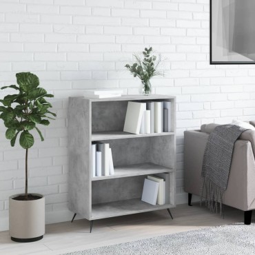 vidaXL Βιβλιοθήκη Γκρι Σκυροδέματος 69,5x32,5x90cm Επεξεργ. Ξύλο 1 τεμ.