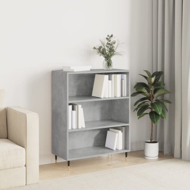vidaXL Βιβλιοθήκη Γκρι Σκυροδέματος 69,5x32,5x90cm Επεξεργ. Ξύλο 1 τεμ.