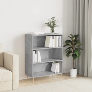 vidaXL Βιβλιοθήκη Γκρι Σκυροδέματος 69,5x32,5x90cm Επεξεργ. Ξύλο 1 τεμ.