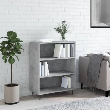 vidaXL Βιβλιοθήκη Γκρι Σκυροδέματος 69,5x32,5x90cm Επεξεργ. Ξύλο 1 τεμ.