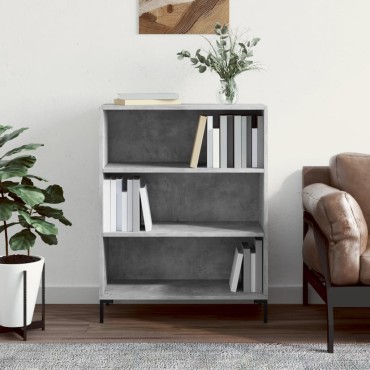 vidaXL Βιβλιοθήκη Γκρι Σκυροδέματος 69,5x32,5x90cm Επεξεργ. Ξύλο 1 τεμ.