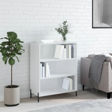 vidaXL Ραφιέρα Γυαλιστερό Λευκό 69,5x32,5x90cm από Επεξεργ. Ξύλο 1 τεμ.