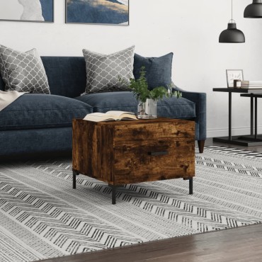 vidaXL Τραπεζάκι Σαλονιού Καπνιστή Δρυς 50x50x40cm Επεξεργασμ. Ξύλο 1 τεμ.