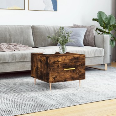 vidaXL Τραπεζάκι Σαλονιού Καπνιστή Δρυς 50x50x40cm Επεξεργασμ. Ξύλο 1 τεμ.