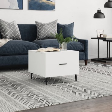 vidaXL Τραπεζάκι Σαλονιού Λευκό 50x50x40cm από Επεξεργ. Ξύλο 1 τεμ.