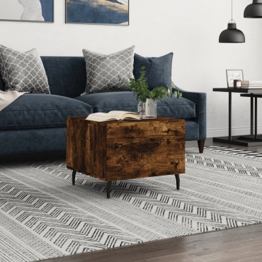 vidaXL Τραπεζάκι Σαλονιού Καπνιστή Δρυς 50x50x40cm Επεξεργασμ. Ξύλο 1 τεμ.