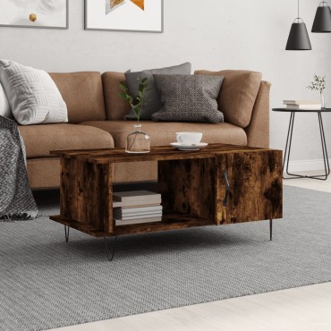 vidaXL Τραπεζάκι Σαλονιού Καπνιστή Δρυς 90x50x40cm Επεξεργασμ. Ξύλο 1 τεμ.