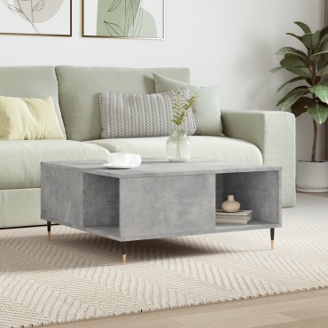 vidaXL Τραπεζάκι Σαλονιού Γκρι Σκυροδ. 80x80x36,5cm Επεξεργ. Ξύλο 1 τεμ.