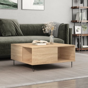 vidaXL Τραπεζάκι Σαλονιού Sonoma Δρυς 80x80x36,5cm Επεξεργασμ. Ξύλο 1 τεμ.
