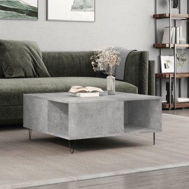vidaXL Τραπεζάκι Σαλονιού Γκρι Σκυροδ. 80x80x36,5cm Επεξεργ. Ξύλο 1 τεμ.