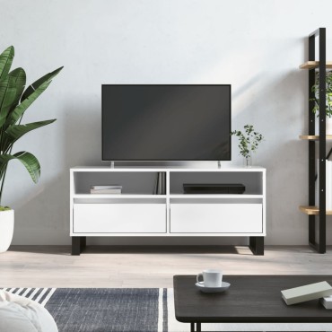 vidaXL Έπιπλο Τηλεόρασης Γυαλ. Λευκό 100x34,5x44,5cm Επεξεργ. Ξύλο