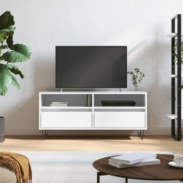 vidaXL Έπιπλο Τηλεόρασης Γυαλ. Λευκό 100x34,5x44,5cm Επεξεργ. Ξύλο