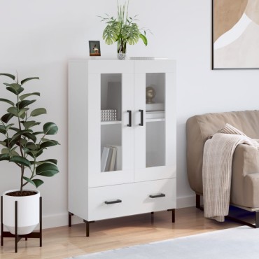 vidaXL Ντουλάπα Γυαλ. Λευκό 69,5x31x115cm από Επεξεργασμένο Ξύλο 1 τεμ.