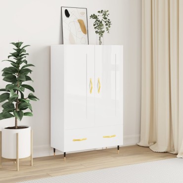 vidaXL Ντουλάπα Γυαλ. Λευκό 69,5x31x115cm από Επεξεργασμένο Ξύλο 1 τεμ.